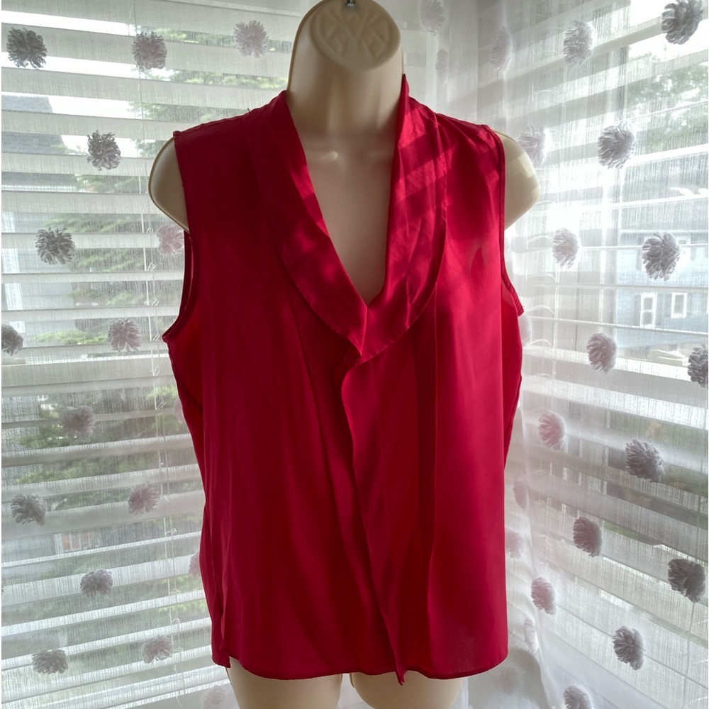 Calvin Klein, Pink/Red Sleeveless Blouse, Small